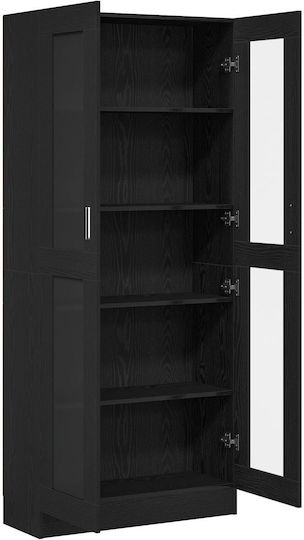 Bibliotheken Schwarz Eiche (2Stücke) 82.5x30.5x185cm
