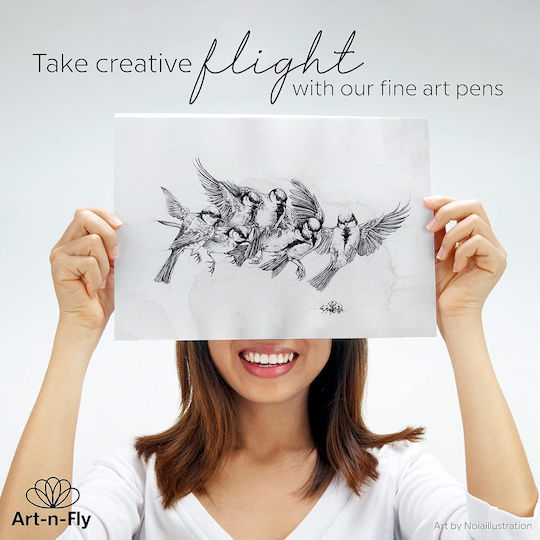 6 Stilouri Fineliner Profesionale Art-n-fly Impermeabile pentru Sprâncene în Nuanță Neagră