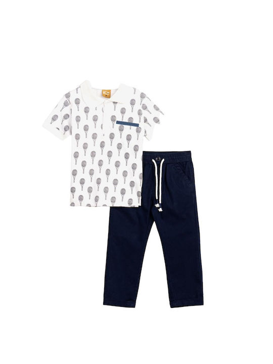 Kids' Set with Pants Summer 2pcs White Blouse