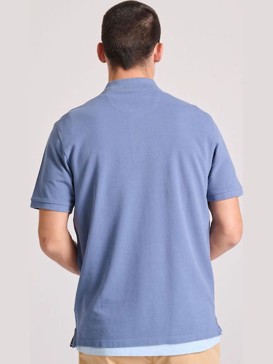 Polo Short Sleeve Blouse Faded Denim