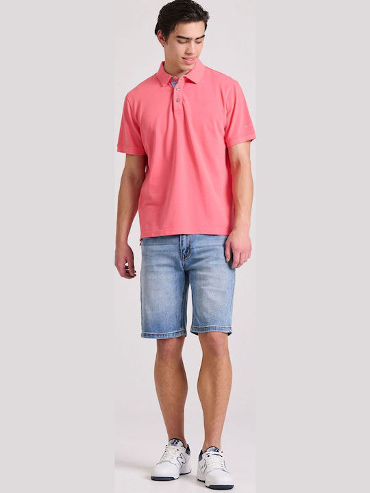 Polo Kurzarm Bluse Fuchsie