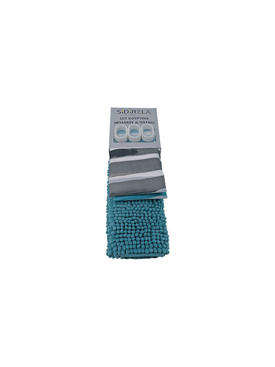 Set de Cortine de Duș Sidirela E-2668 cu Cortină și Covoraș