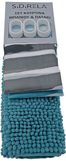 Sidirela E-2668 Fabric Shower Curtain and Mat Set