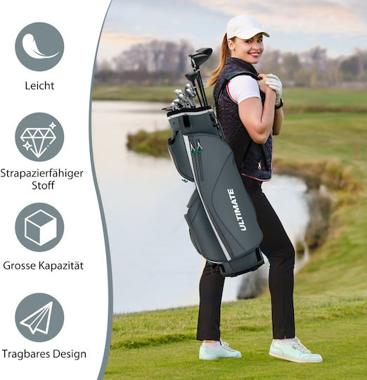 Costway Lightweight Golf Bag 14 Dividers & Shoulder Strap & 7 Zipper Pockets Grey Sp37830