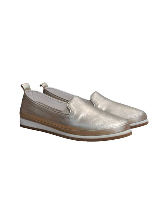 Ανατομικά Γυναικεία Slip-On Δερμάτινα Χρυσά