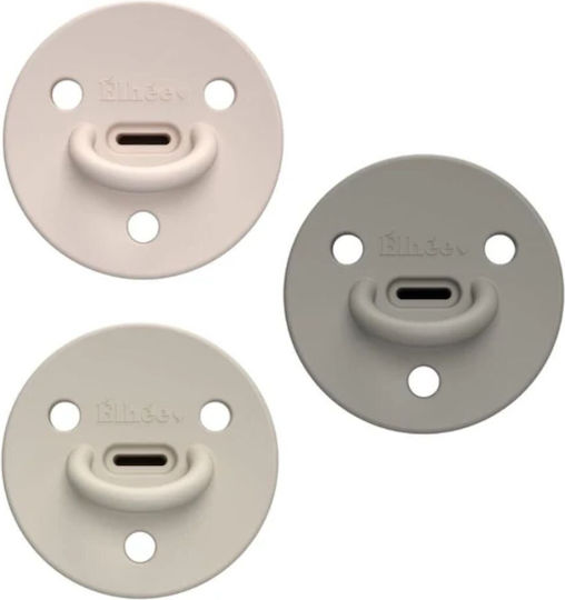 Elhee Pacifiers Silicone Beige for 0-6 months 3pcs