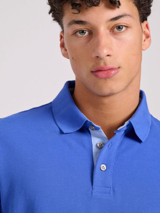 Polo Herrenbluse Kurzarm Satin Blauer