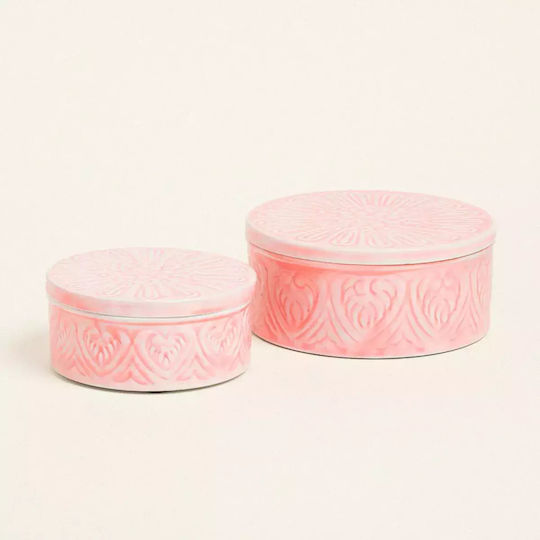 Metal Box Set of 2 Pieces Salmon 20 X 10 Cm 16 X 8 Cm Beauty Home Metal Box Set of 2 Pieces Salmon 20 X 10 Cm 16 X 8 Cm Beauty Home