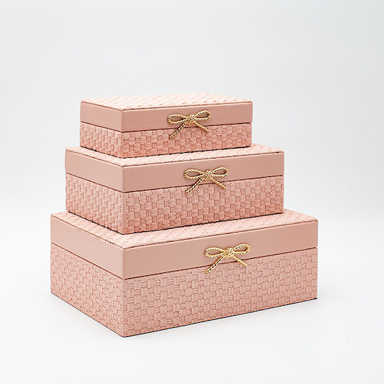 Set de 3 cutii decorative din lemn, imitație piele, roz 26x18x9.5 22x14x7.5 & 18x10x5.5 de Estheti 819-00322 Set de 3 cutii decorative din lemn, imitație piele, roz 26x18x9.5 22x14x7.5 & 18x10x5.5 de Estheti 819-00322
