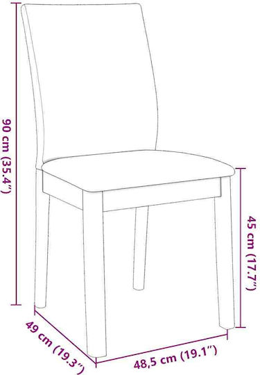 Dining Room Wooden Chair Coffee 48.5x49x90cm 2pcs