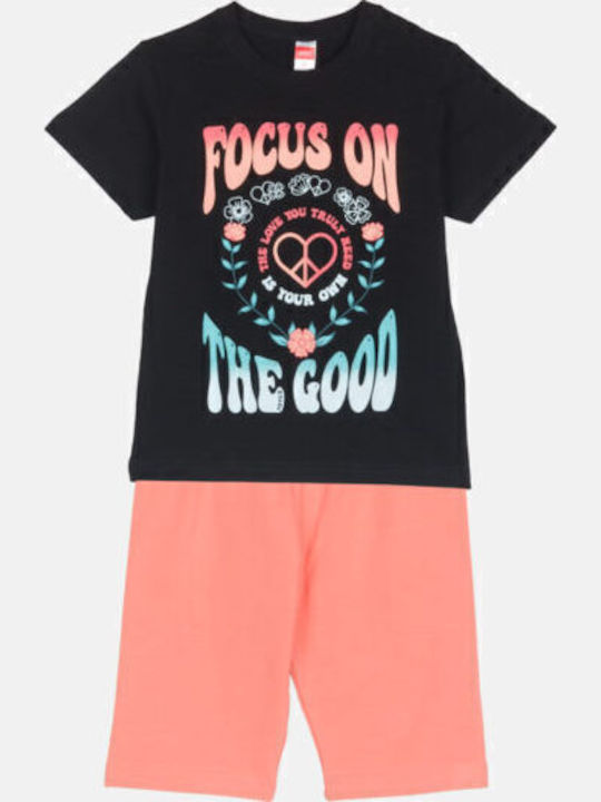 Kinder-Set mit Leggings Sommer 2Stück Black-orange