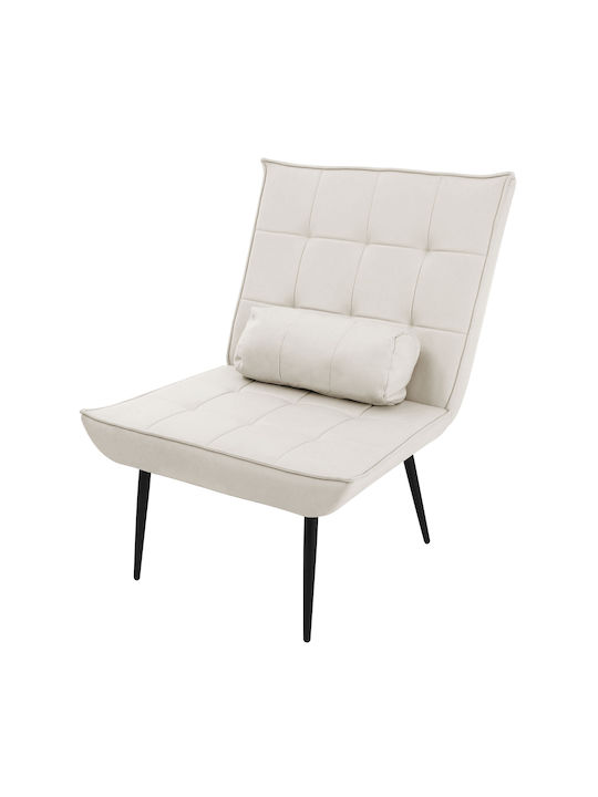 Comfortable Armchair Cream Cushion PU Leather Cover Metal Legs ML Design