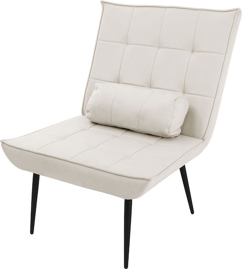 Comfortable Armchair Cream Cushion PU Leather Cover Metal Legs ML Design