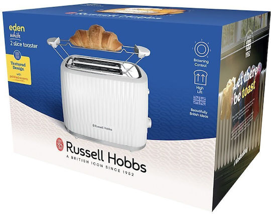 Russell Hobbs Prăjitor de pâine 2 sloturi 800W Alb