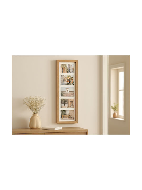 Wooden Wall Multi Picture Frame 6 Openings with Beige Frame