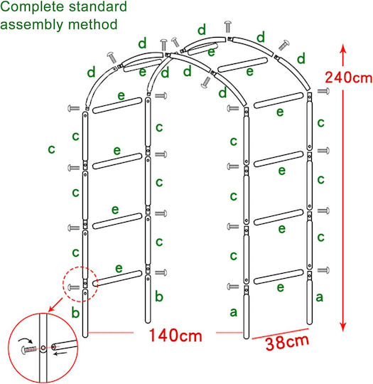 Metal Arch Curved Pergola Roses Decoration Wedding Baptisms Garden Anniversaries Parties Water-Resistant 240 X 140 X 38 Cm