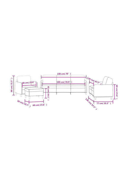 Σετ Σαλονιού 3-Sitzer & 2-Sitzer & Sessel & Hocker