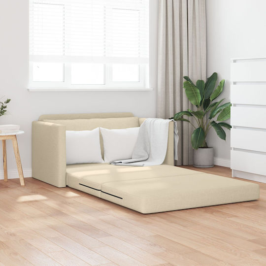 Two-Seater Couch Bed Cream 124x71x78 cm