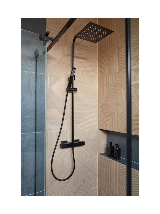 KFA Adjustable Shower Column with Bathtub Mixer 155cm Black