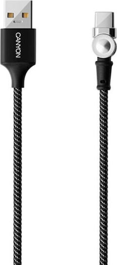 Canyon Плетен USB 2.0 Кабел USB-C Мъжки - USB-A Черен 1м CNS-USBC8B