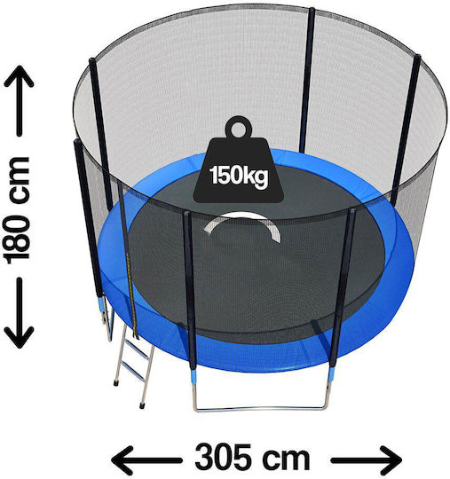 Trampolin Draußen Durchmesser 305cm mit Leiter & Netz