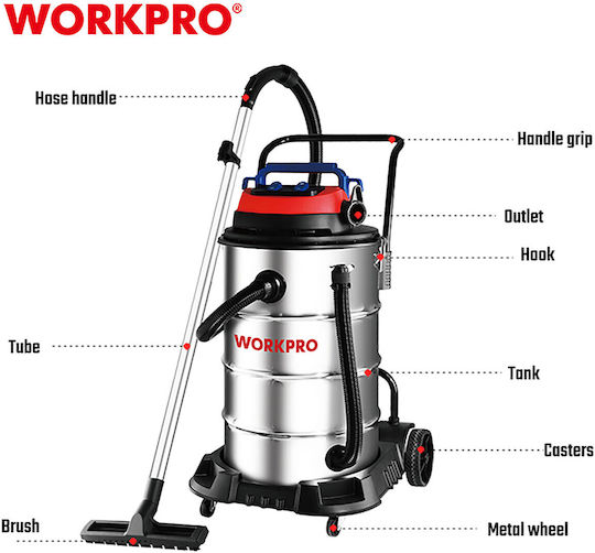 WorkPro Vacuum Wet / Dry 3200W with Stainless Bin 80lt