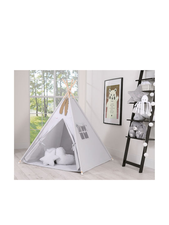 Tipi Zelt Kinder + Matte + Kissen + Federhängesystem Grau