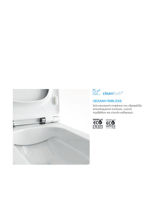 Scarabeo Wandhängende Toilette Rimless mit Schlankem Cover Sanftes Schließen Musk Glänzend