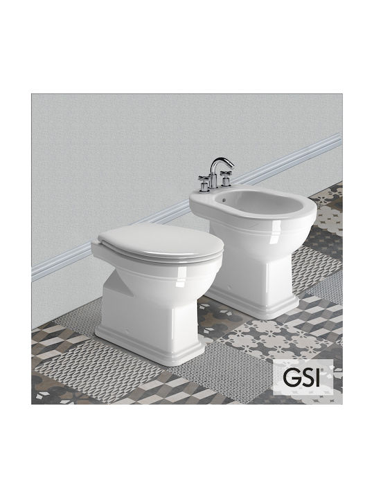 GSI Classic Λεκάνη Δαπέδου Rimless με Κάλυμμα Soft Close Λευκή