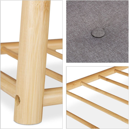 Mobilier de Intrare cu Dulap pentru Pantofi & Bancă Grey - Natural 90x28x48cm Gri - Natural