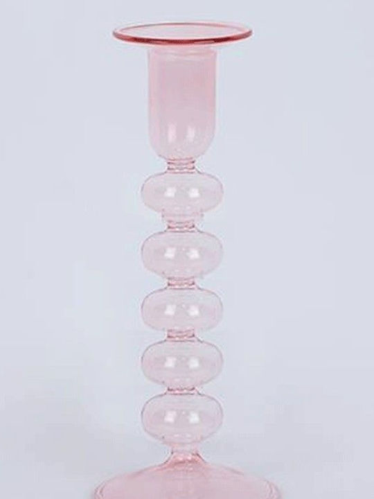 Eurolamp Candle Holder Glass in Pink Color 8x25.5cm 1pcs