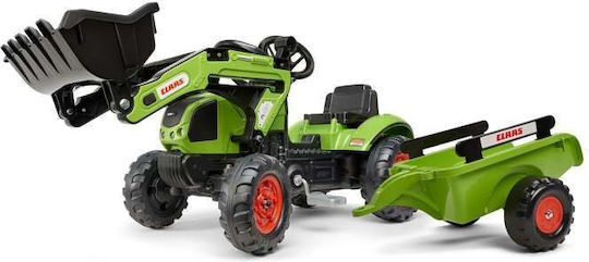 Παιδική Μπουλντόζα Claas Backhoe Ποδοκίνητη με Καρότσα & Πετάλι Πράσινη