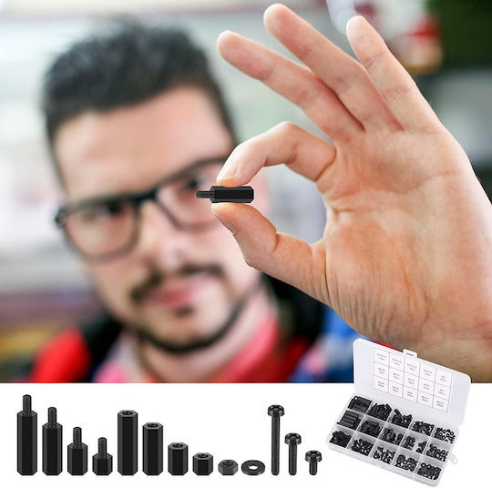 M3 Spacers Hexagonale din Nailon Fem-Fem Fem-Male Șuruburi Șaibe Nuci din Plastic Cutie de Depozitare Neagră