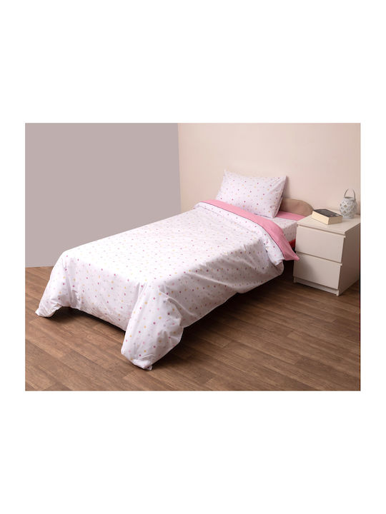 Viopros Duvet Cover Set Cotton Single with Pillowcase 160x240 Pink