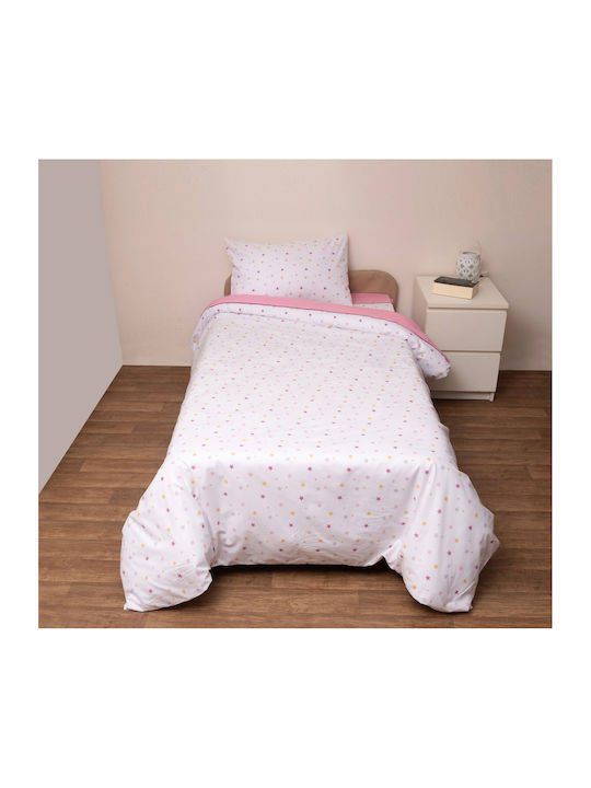 Viopros Duvet Cover Set Cotton Single with Pillowcase 160x240 Pink
