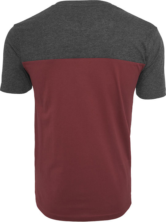 3 Tone T-shirt Burgundy / Charcoal Grey