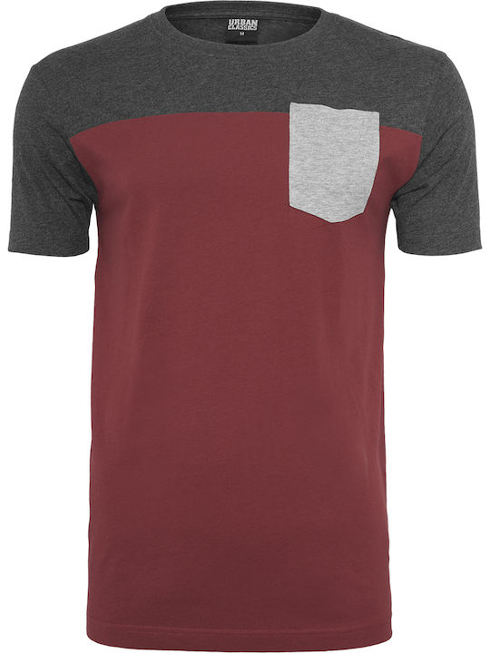 3 Tone T-shirt Burgundy / Charcoal Grey
