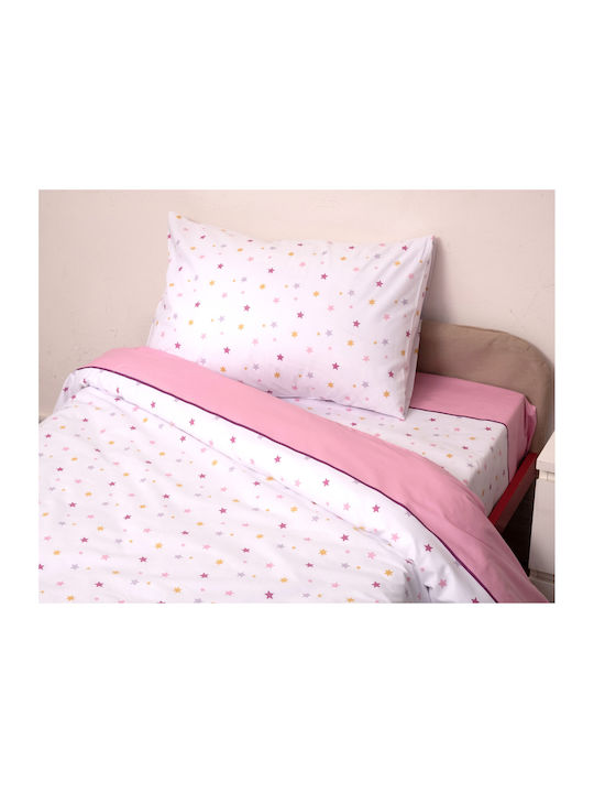 Viopros Duvet Cover Set Cotton Semi-double with Pillowcase 180x240 Pink