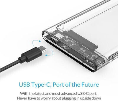 Orico Θήκη για Σκληρό Δίσκο 2.5" SATA III με σύνδεση SATA Type-C σε Διάφανο χρώμα