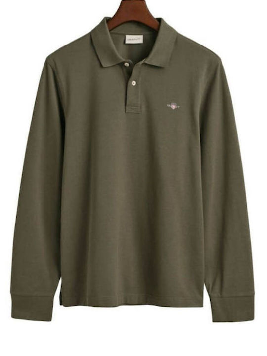 Shield Pique Long Sleeve Blouse Khaki