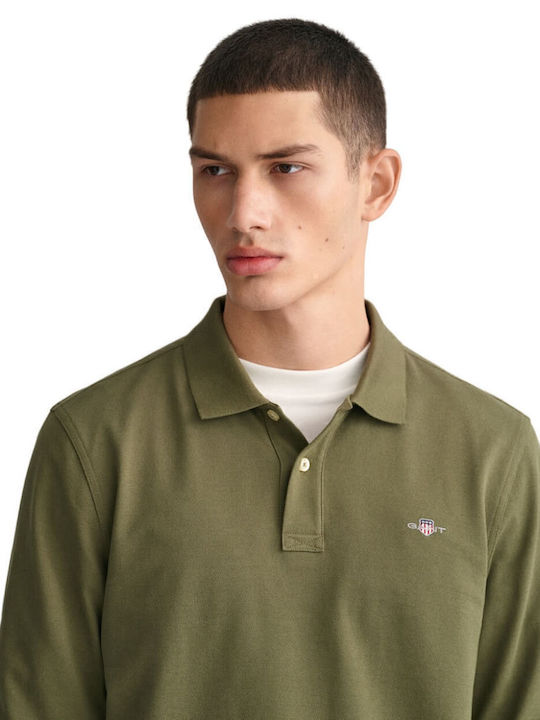 Shield Pique Long Sleeve Blouse Khaki