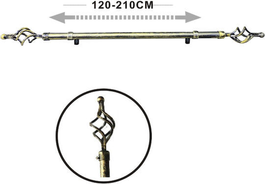Tpster Μεταλλικό Κουρτινόξυλο Μονό Φ16mm 120εκ. Μάυρο-χρυσό 32931