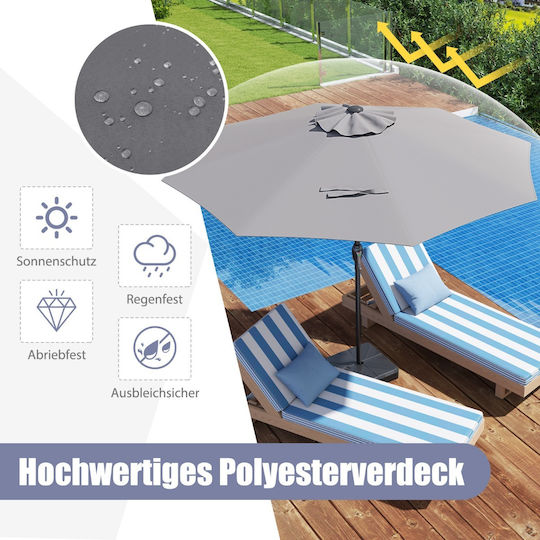 Garten & Terrassen Sonnenschirm Bodenständer Rund Metall Gray mit Ständer Ø2.25m NP12130GR