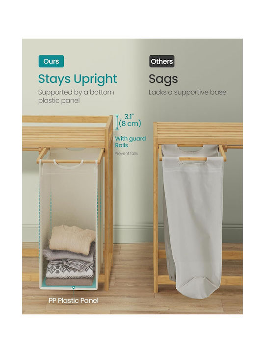 Songmics Laundry Basket Bamboo 150lt with Cap 98x33x78cm Beige