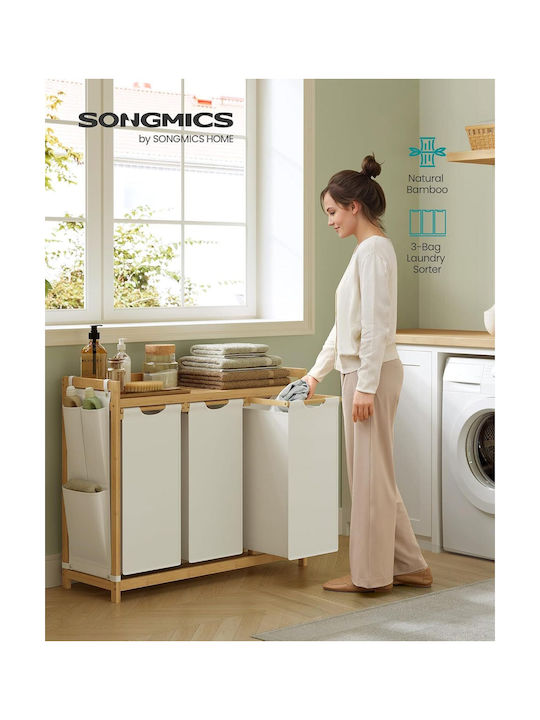 Songmics Laundry Basket Bamboo 150lt with Cap 98x33x78cm Beige