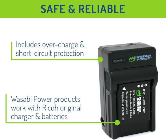 Wasabi Φορτιστής Μπαταρίας WSB-KIT-BTR-DB110-LCH-DB1 Συμβατός με Ricoh
