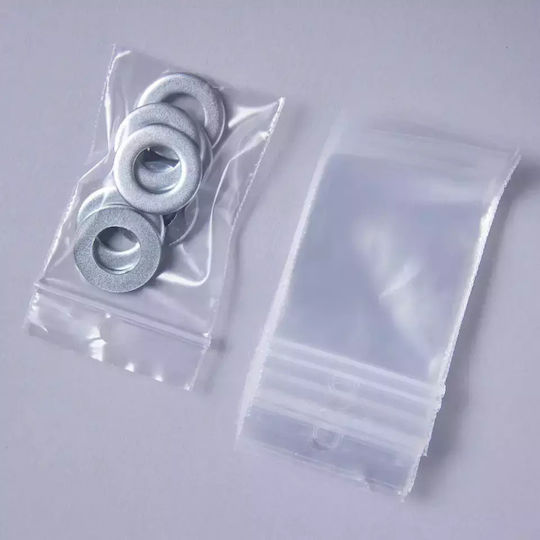 Zipper Packaging Bag Transparent 9x13cm Hole 100pcs