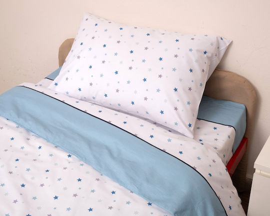 Viopros Icarus Set Coverlet Single Cotton Sky Blue 160x240cm 2pcs