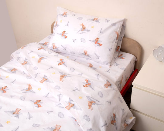 Viopros Duvet Cover Set Cotton Semi-double with Pillowcase 180x240 Hok White