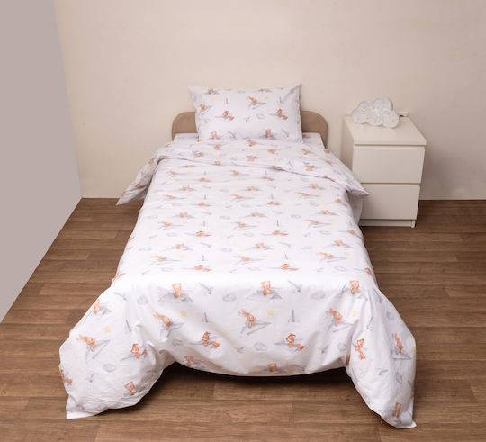 Viopros Duvet Cover Set Cotton Semi-double with Pillowcase 180x240 Hok White